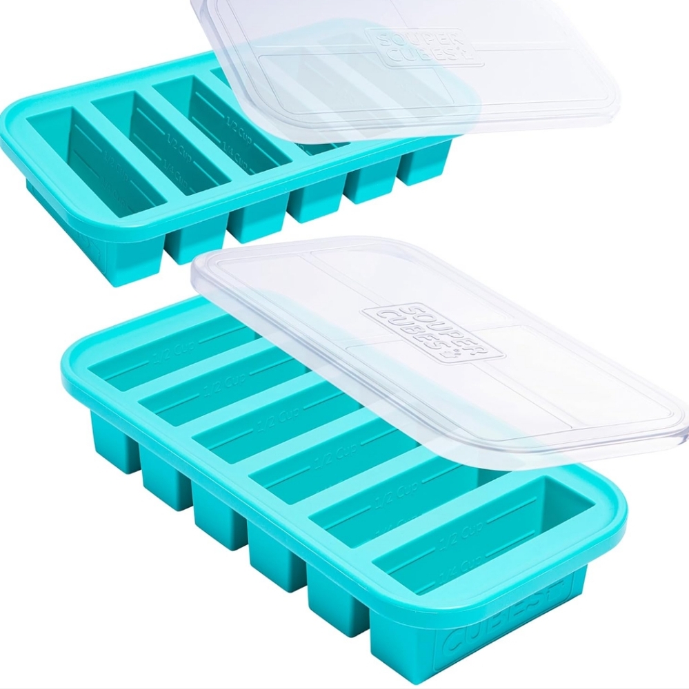 2 Souper Cubes 1/2 Cup Silicone Freezer Molds - Trays with Lids for Freezing X2 - Picture 2 of 6